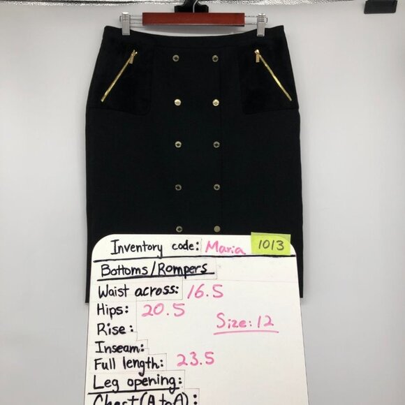 Calvin Klein Black Gold buttoned Knee Length Pencil Skirt size 12 - Picture 13 of 14